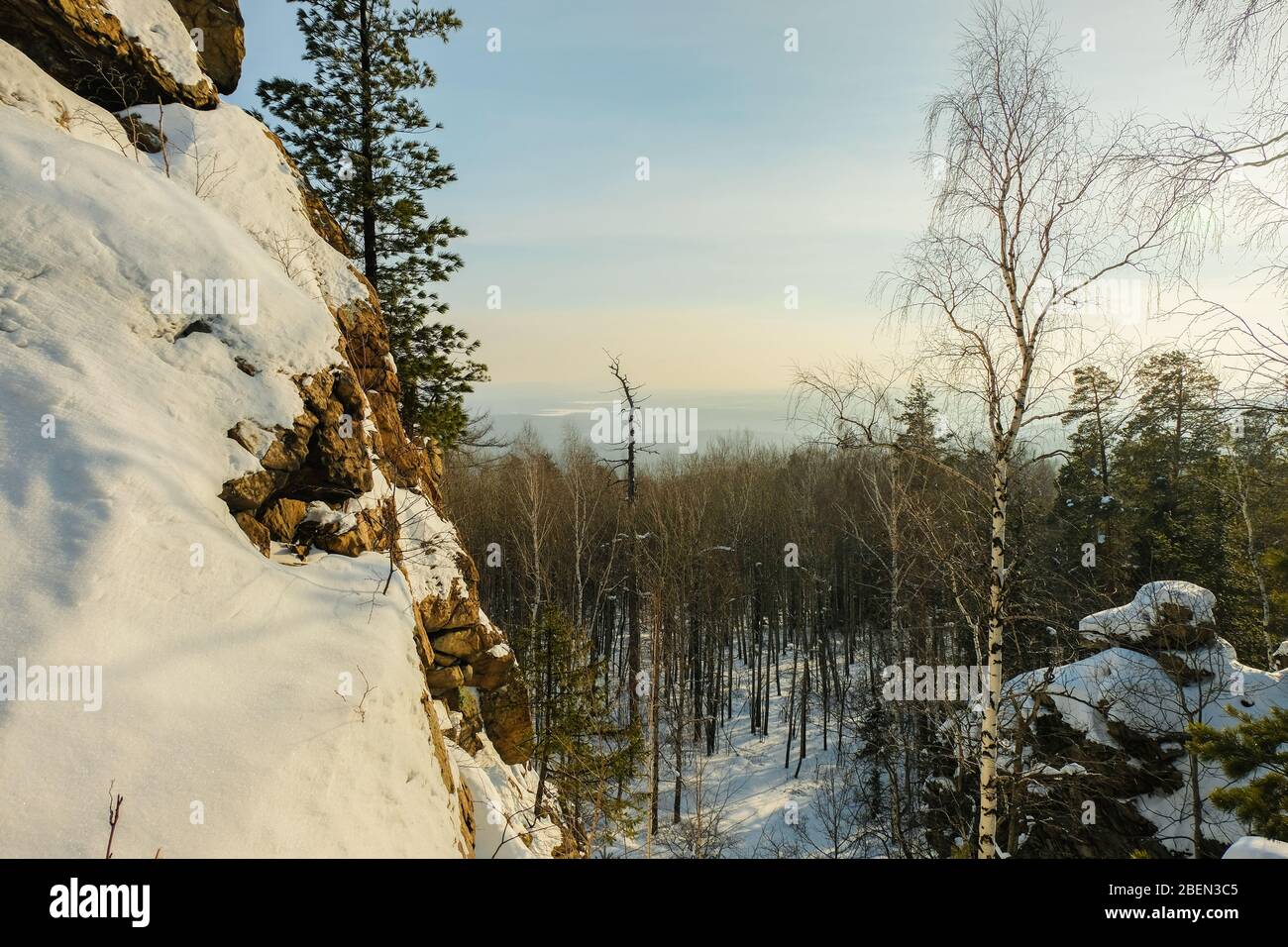 Winter Ural landscape. Forest horizons Stock Photo