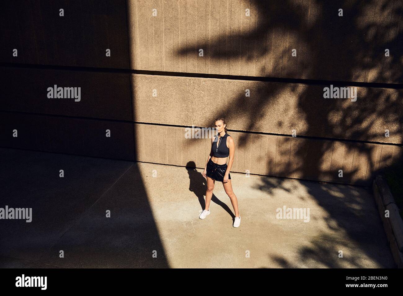 Young girl being active in Downtown Los Angeles Stock Photo Alamy