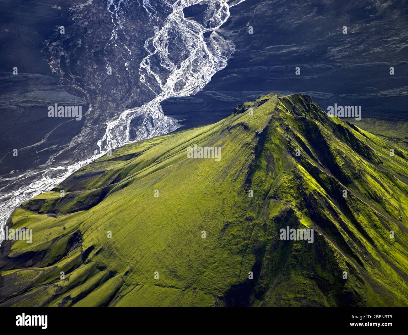 Aerial image of the mountain Maelifell in the highlands of Iceland Stock Photo