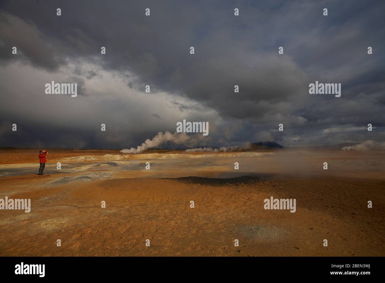 dramatic sky over the geothermal area Namaskard Stock Photo