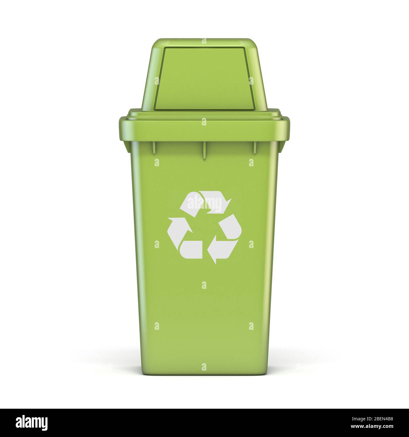 Green plastic recycle bin 3D render illustration isolated on white ...