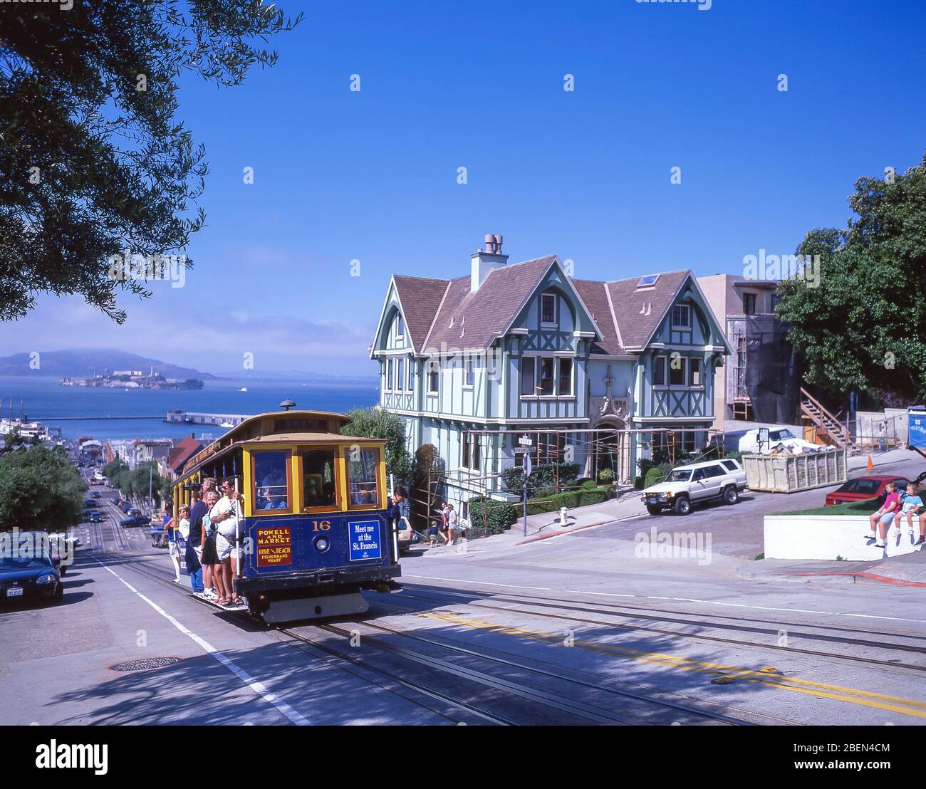 Cable car on Hyde Street, San Francisco, California, United States of America Stock Photo