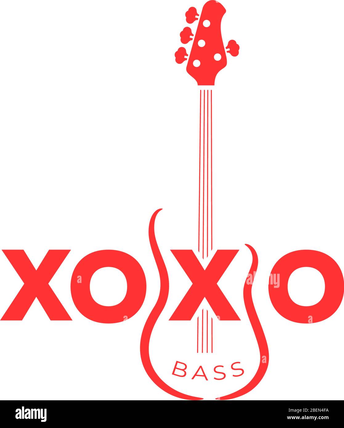 logo design about bass guitar player concept with bass illustration in vector Stock Vector