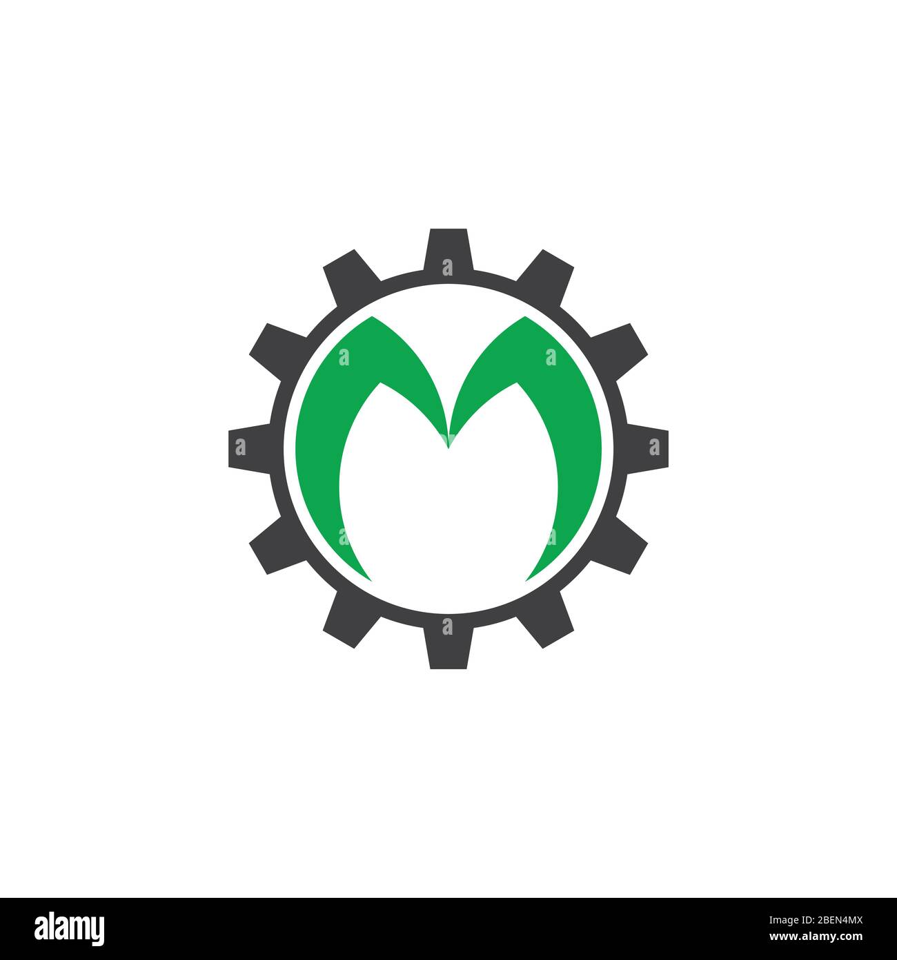 letter m cog machine design logo vector Stock Vector