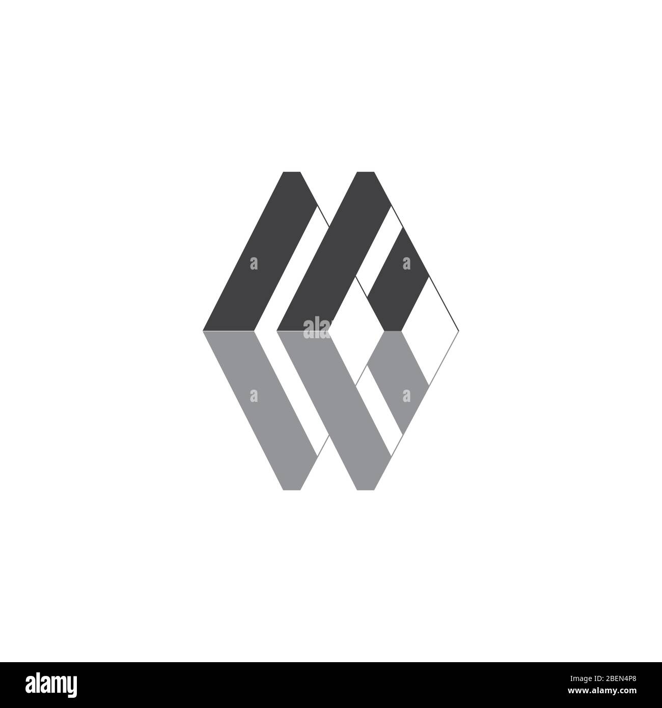letter mw simple geometric stripes logo vector Stock Vector