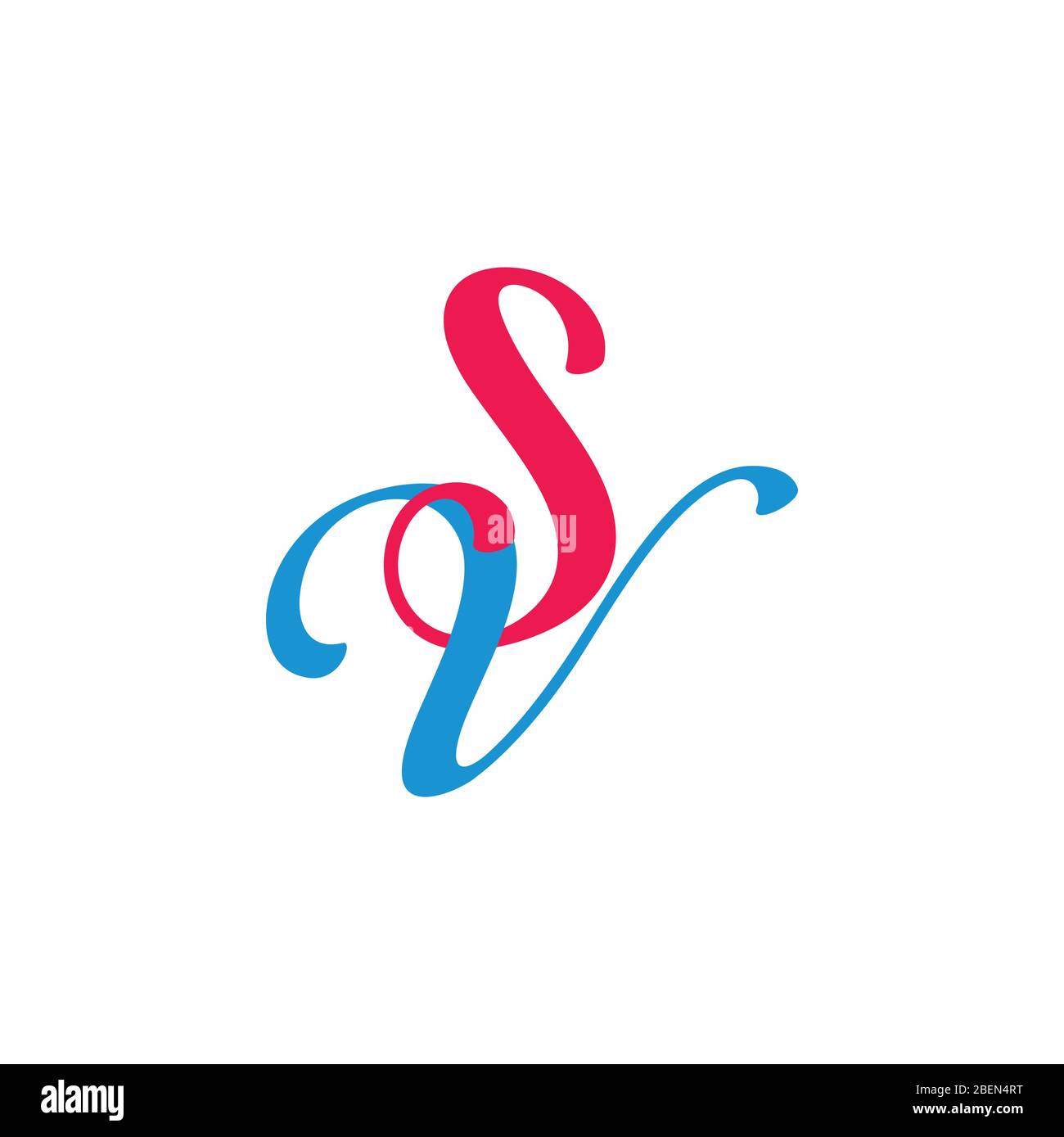 letters sv linked curves design logo vector Stock Vector