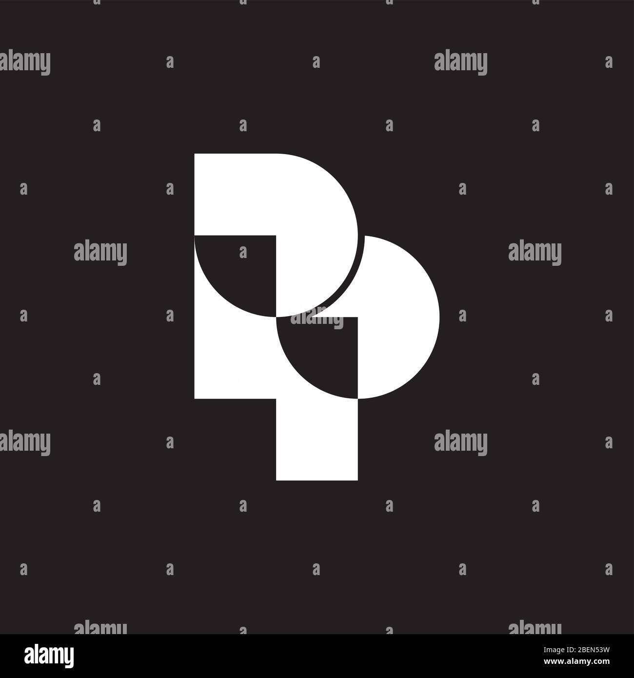 letter pp simple geometric abstract logo vector Stock Vector