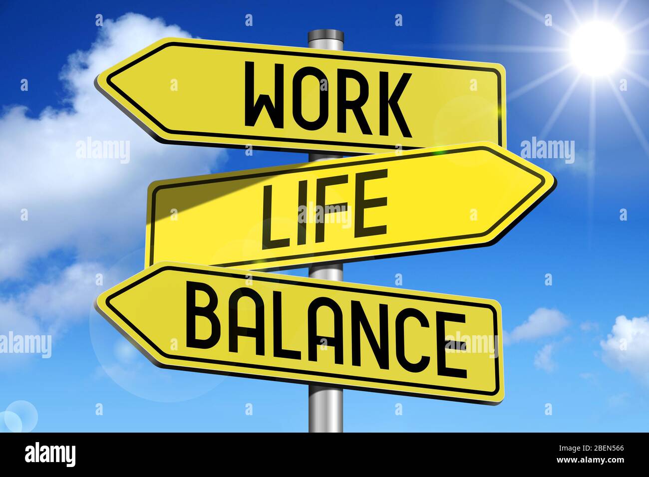 Work, life, balance - yellow roadsign Stock Photo - Alamy