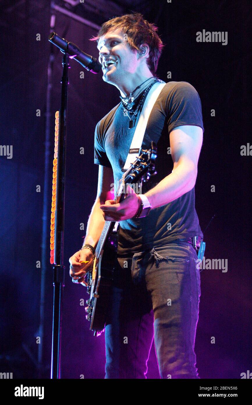 Boys Like Girls pictured performing at Festival Pier in Philadelphia on August 20, 2008. Credit: Scott Weiner/MediaPunch Stock Photo