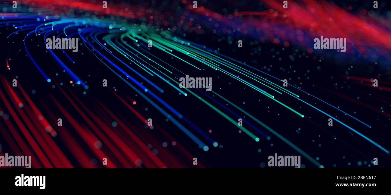 Abstract background colorful lines, communication technology concept, 3d illustration Stock Photo