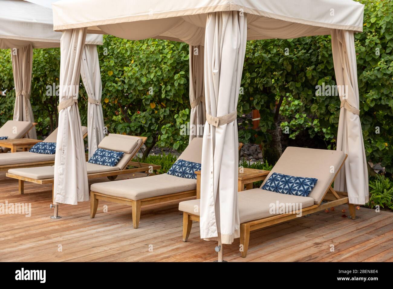 Cabana loungers at the Four Seasons Hotel, Kailua-Kona Stock Photo