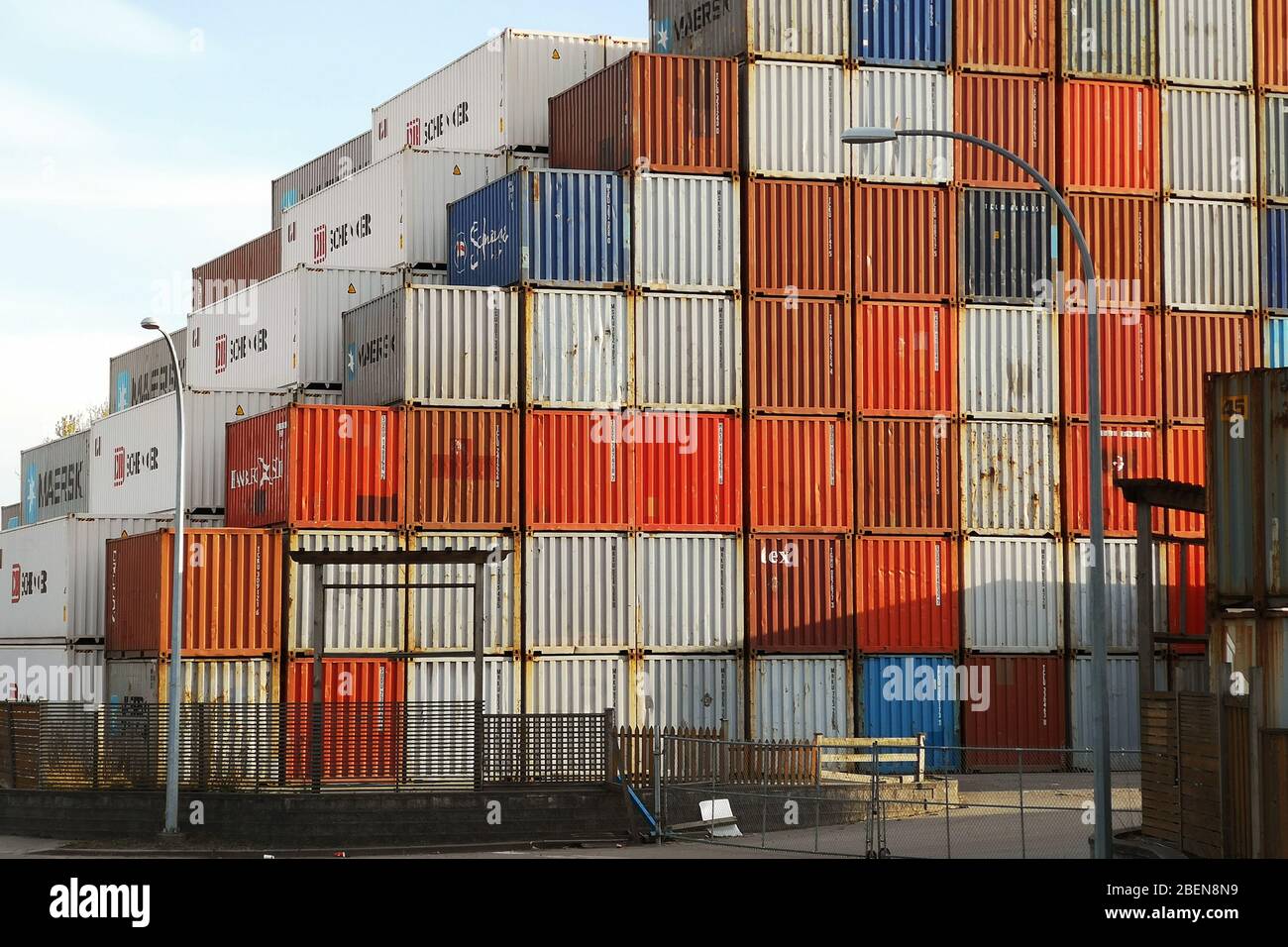 Delta, Canada. 13th Apr, 2020. Maersk, Schenker and Safmarine shipping