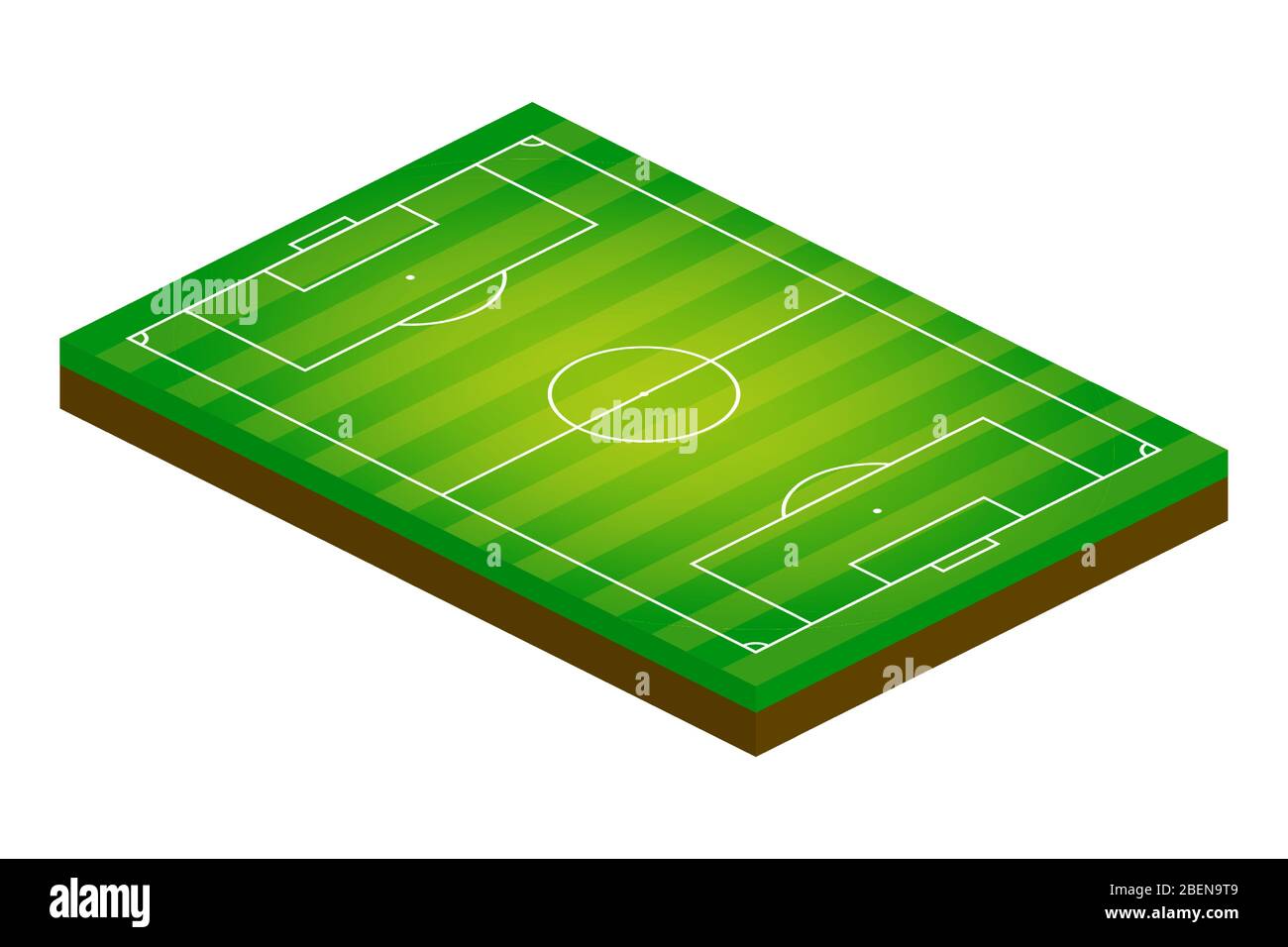 3D isometric football field. Sport theme vector illustration, soccer