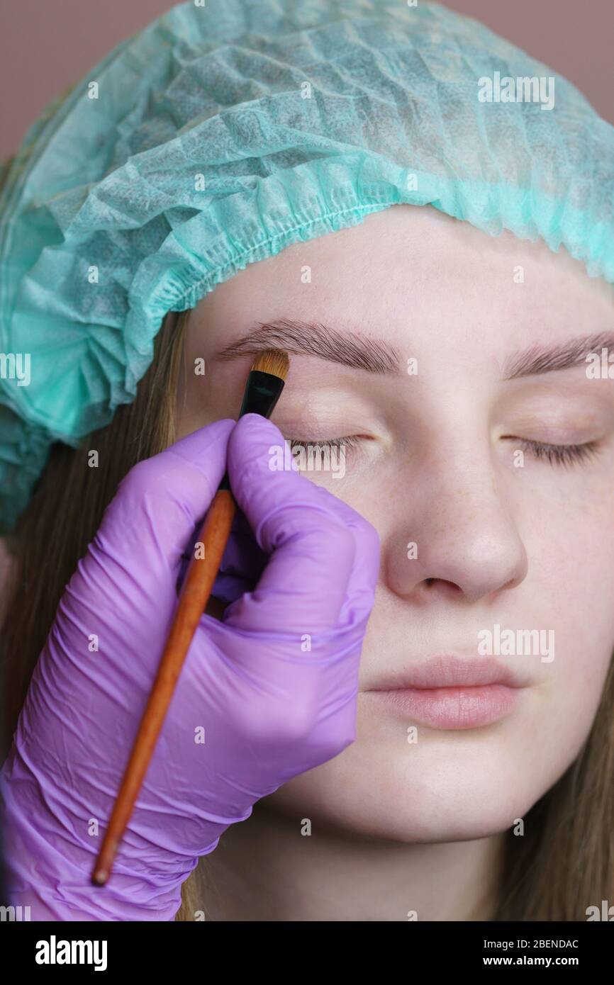 Persistent eyebrow tinting. Master uses special henna. Beautician