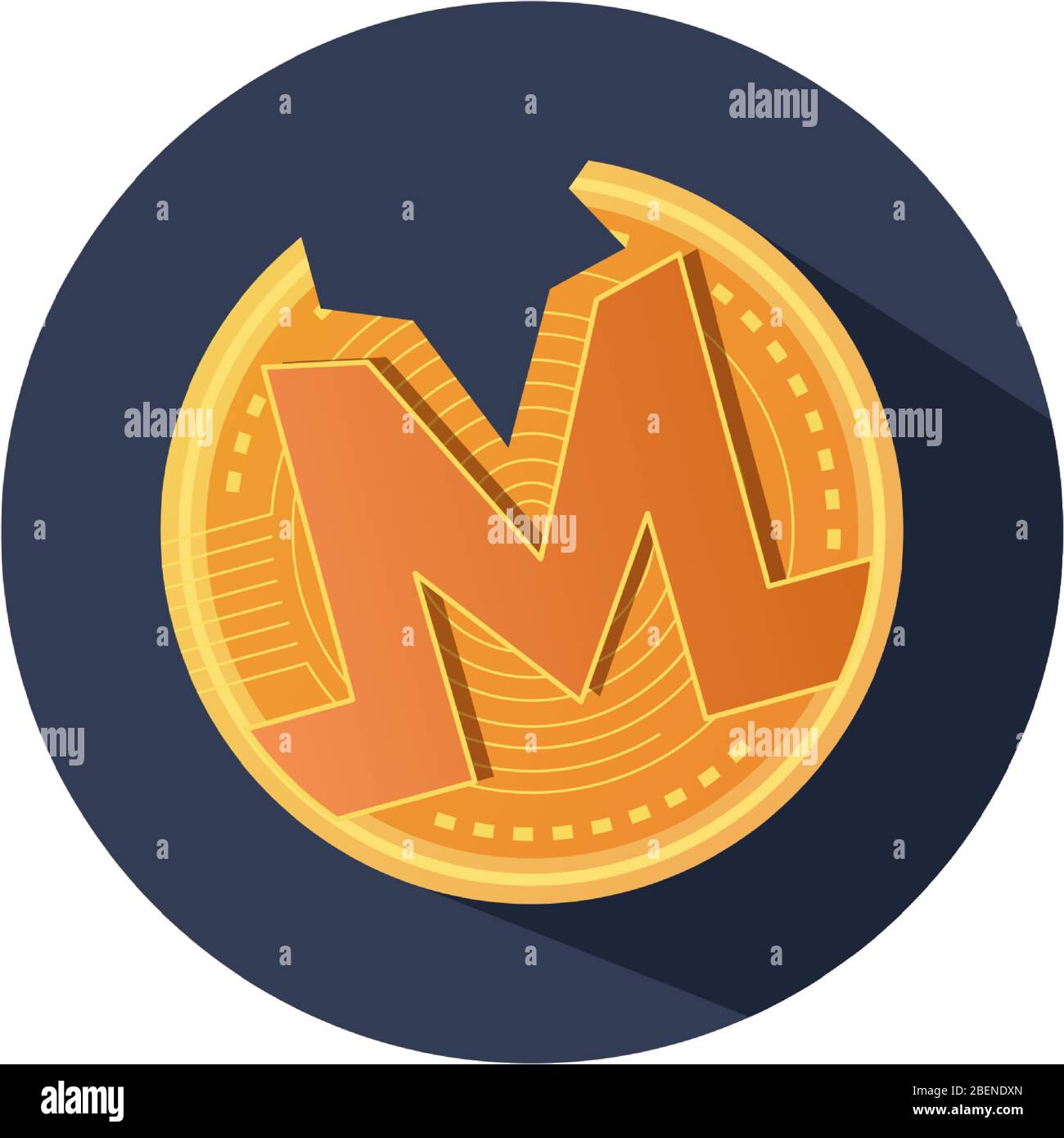 damaged monero cryptocoin icon over white background, block detailed ...