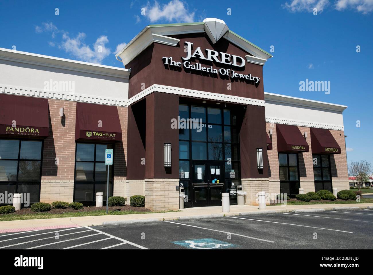 A logo sign outside of a Jared The Galleria Of Jewelry retail store