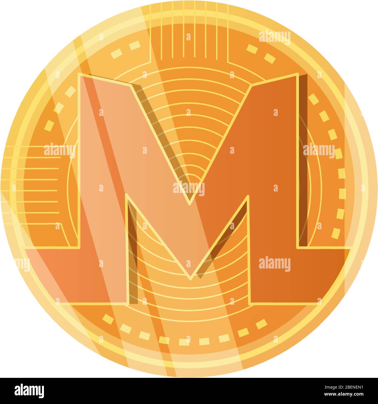 Monero coin icon over white background, detailed style, vector illustration Stock Vector Image