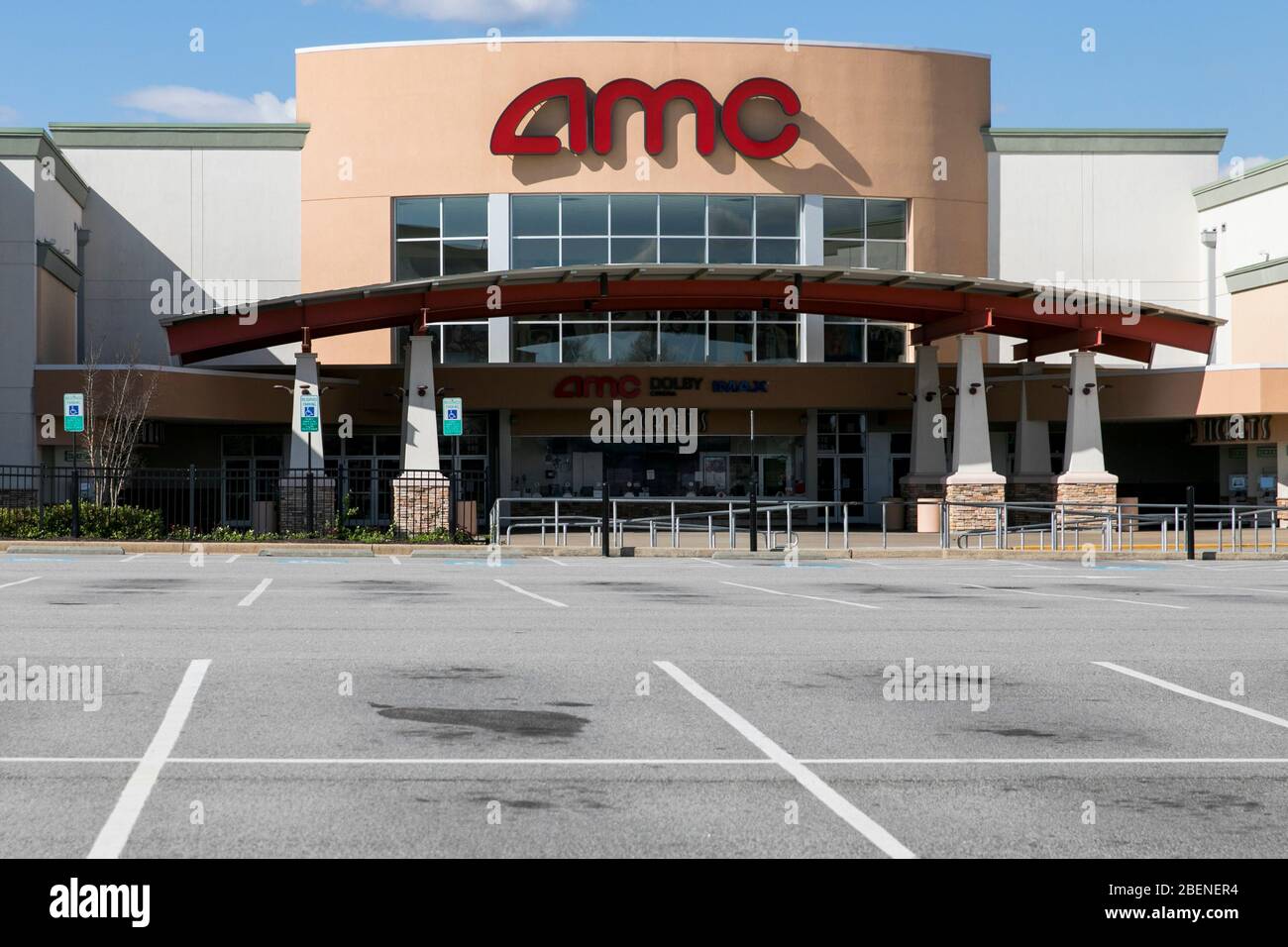 A logo sign outside of a AMC Theaters location in Woodbridge, Virginia