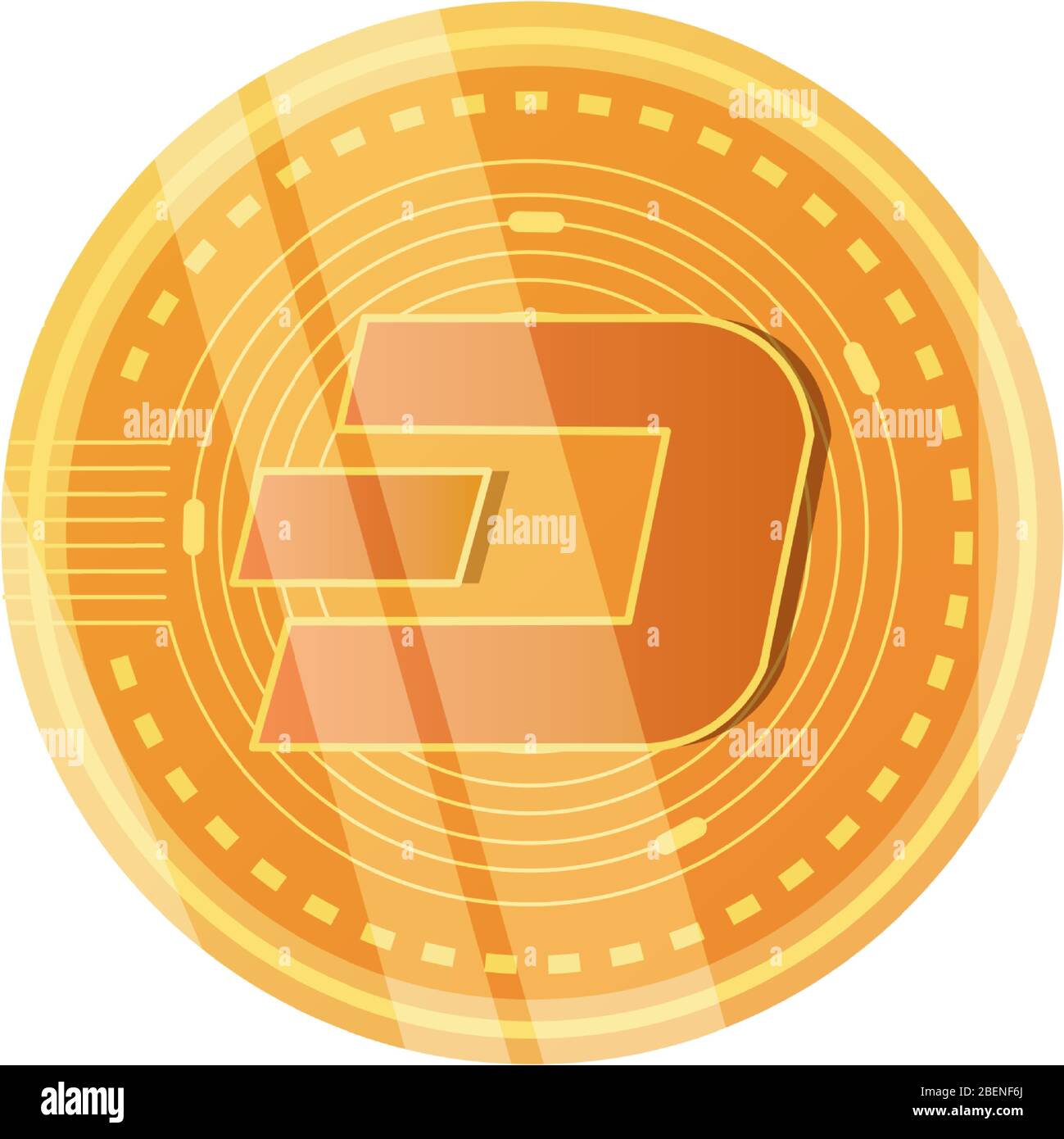 dash cryptocoin icon over white background, detailed style, vector ...