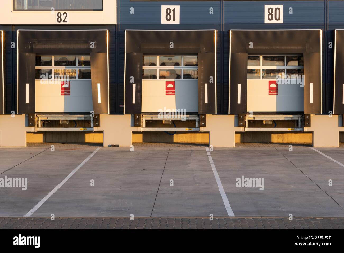 Docking stations for trucks in the logistics center Stock Photo Alamy