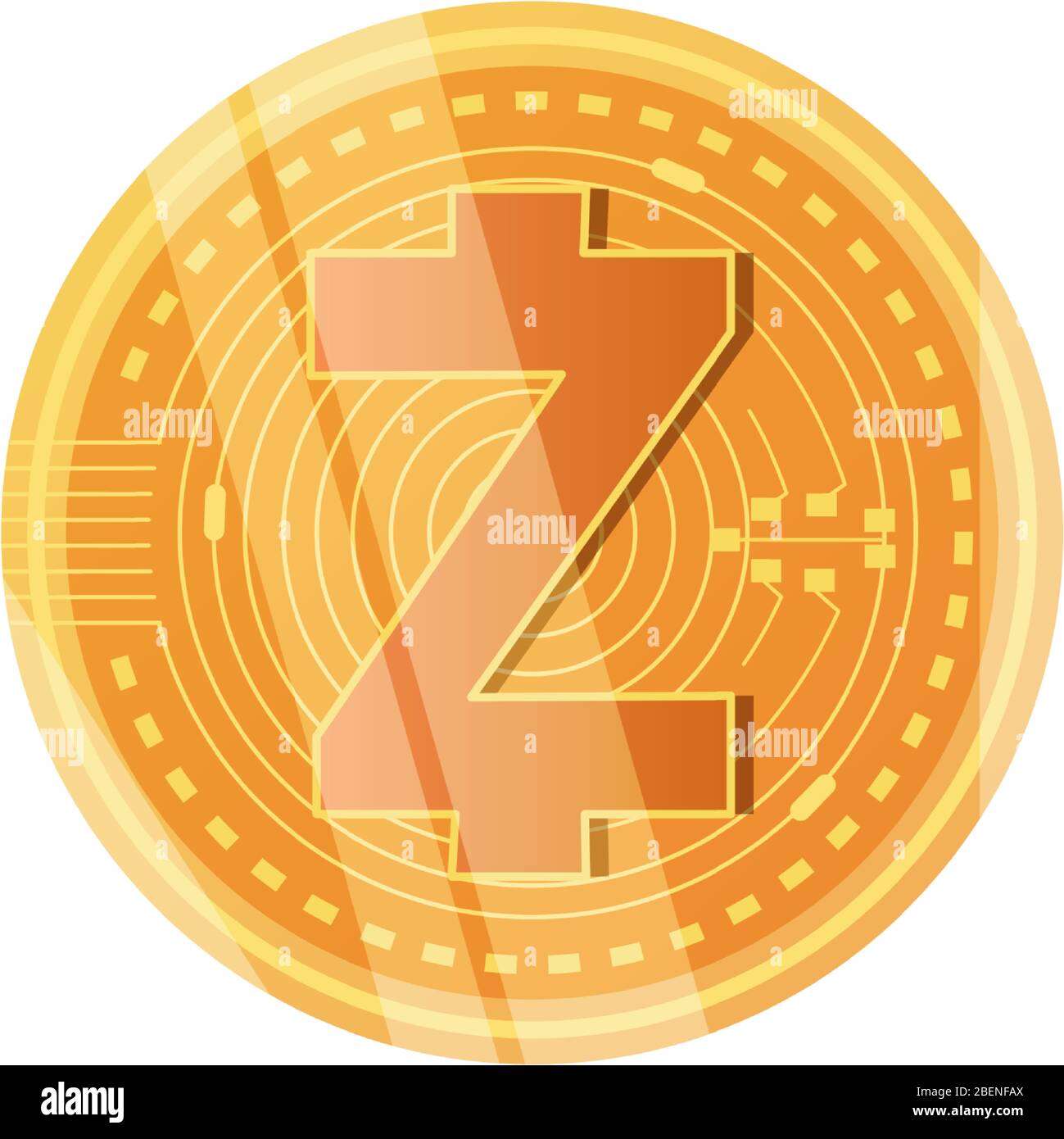 zcash cryptocoin icon over white background, detailed style, vector ...
