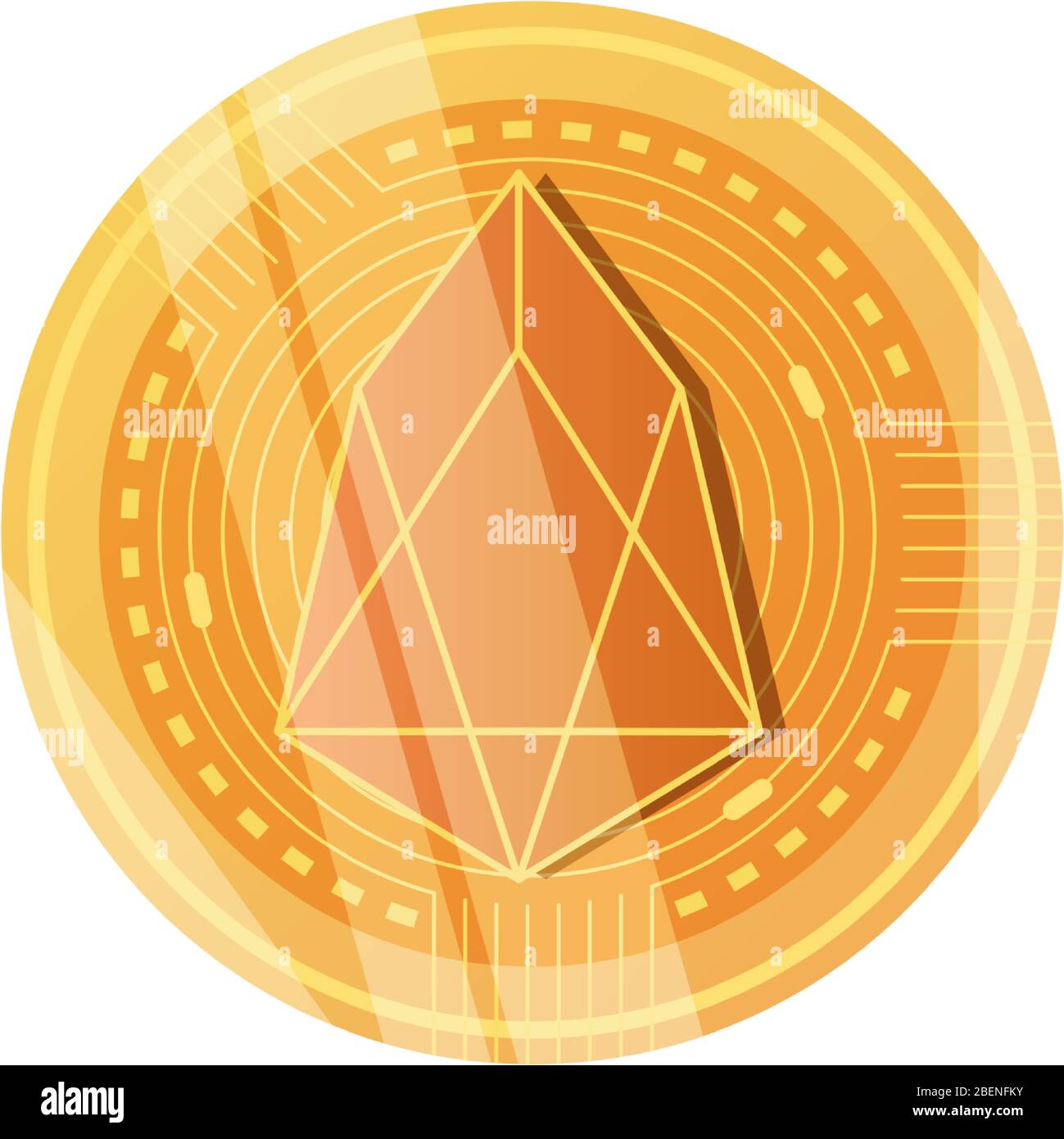 eos cryptocoin icon over white background, detailed style, vector ...