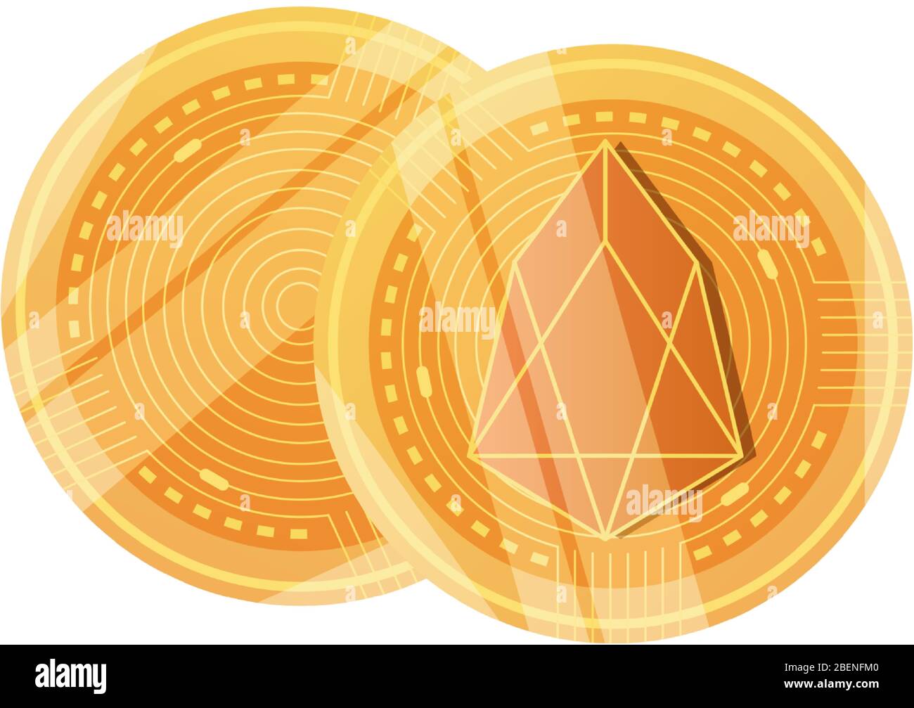 eos cryptocoins icon over white background, detailed style, vector ...