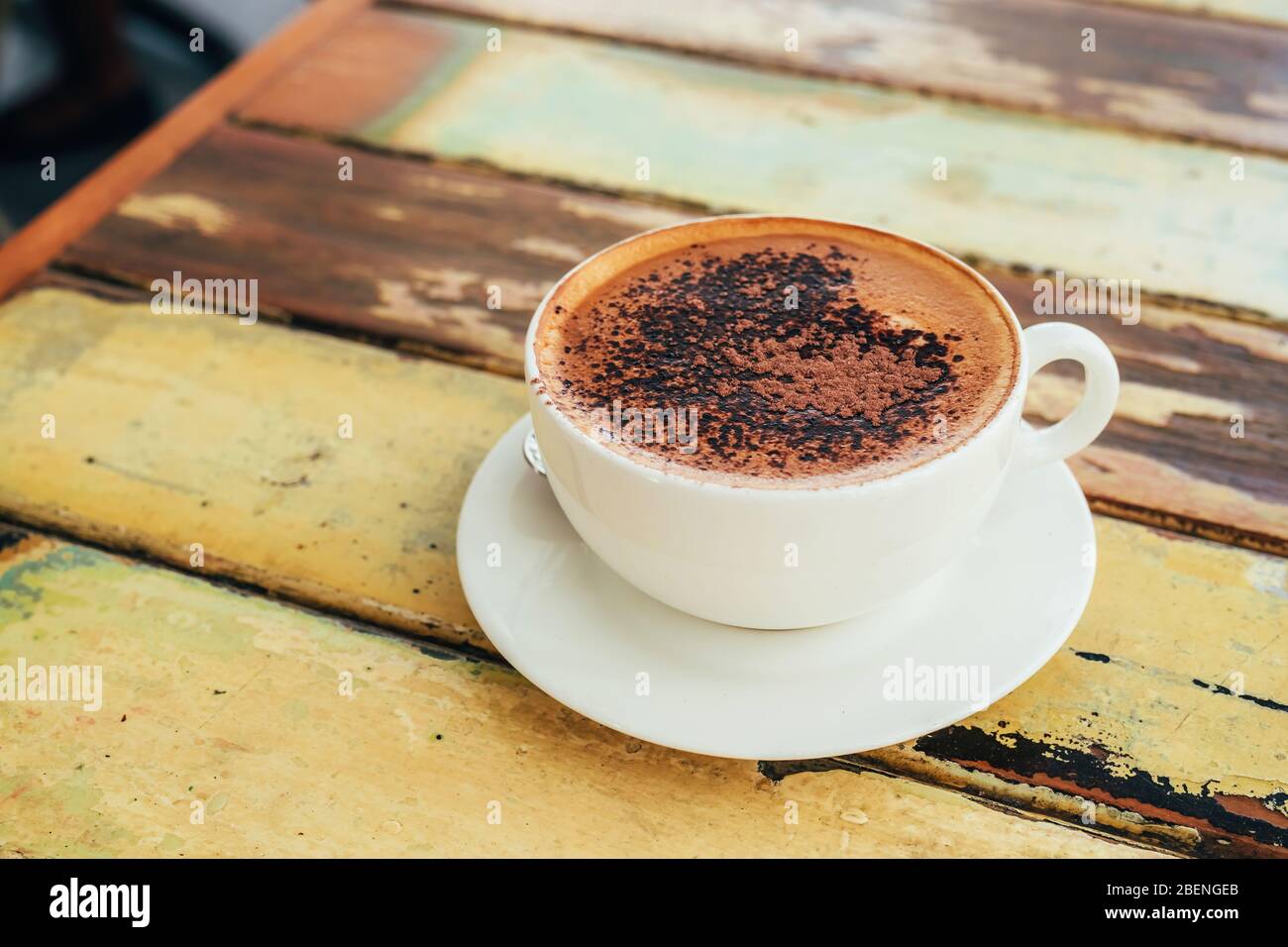 cappuccino coffee with chocolate powder 
