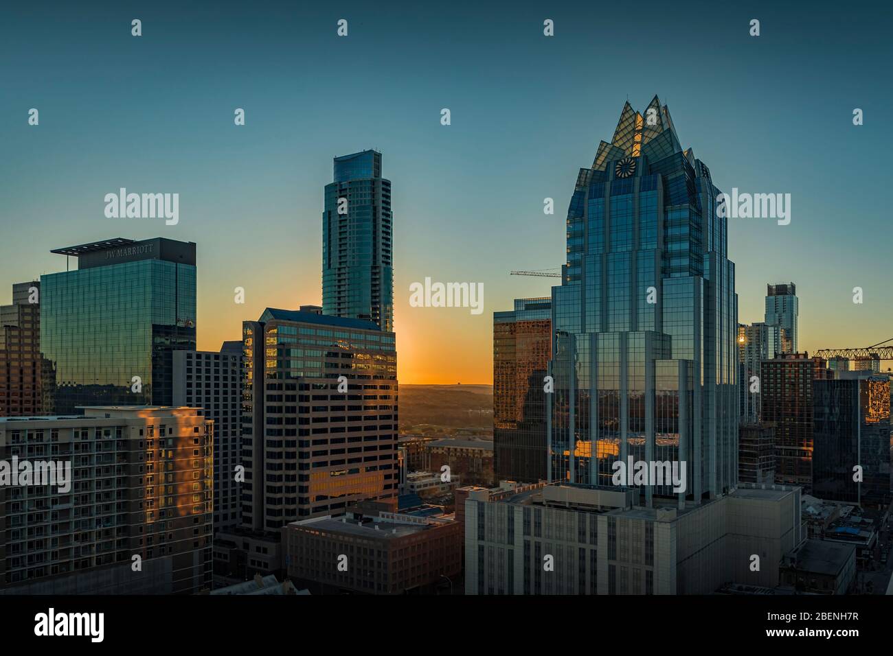 Austin Texas USA January 27, 2020 View of the city rooftops and