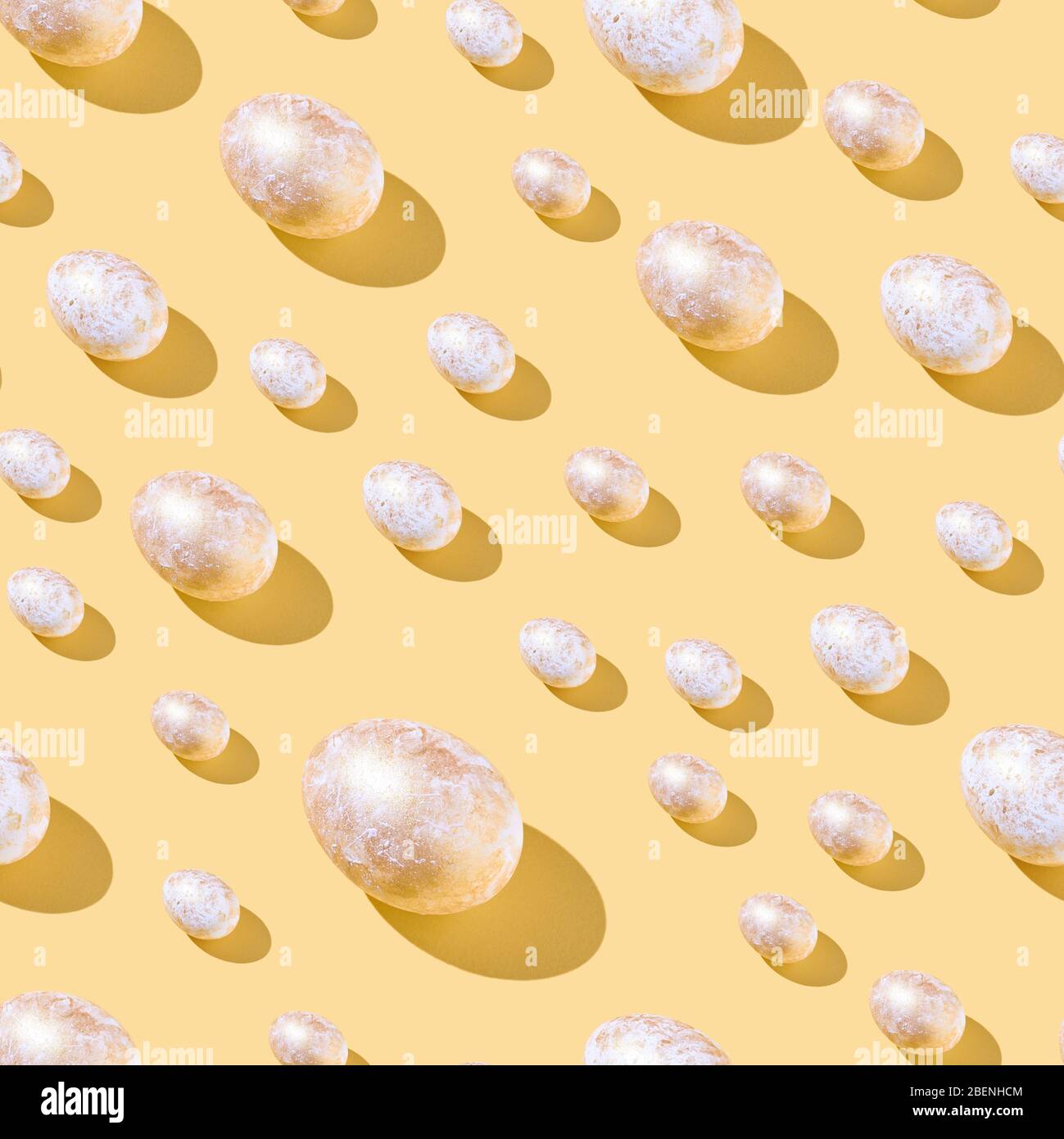 Eggs set. Food protein. Colorful bright background. Hard shadow. Easter pattern Stock Photo