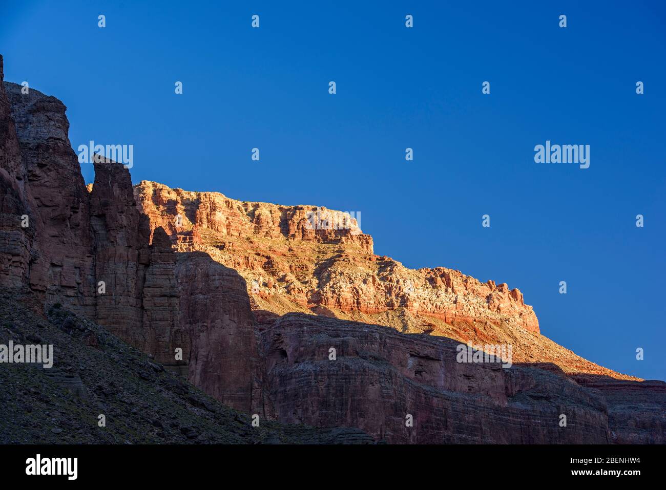 Morning light on the cliffs over Nankoweap, Grand Canyon National Park, Arizona, USA Stock Photo