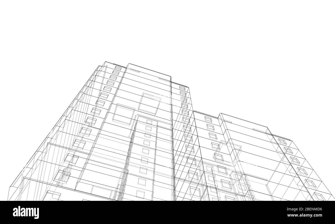 Frame Structures Vector Vector wire-frame model of a multi-storey building Stock Vector Image ...