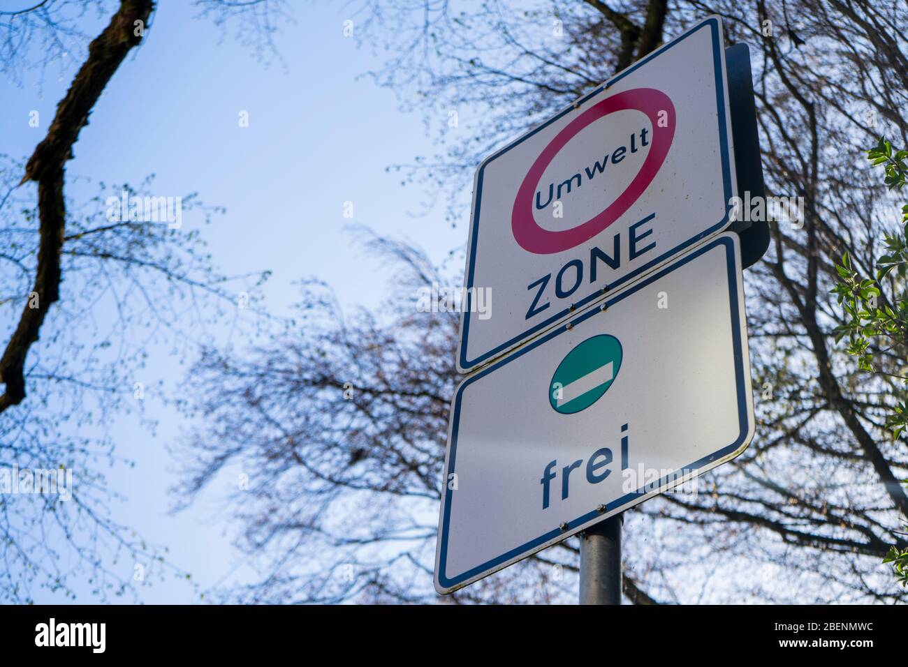 Road sign in Germany for the environmental zone in inner cities, NRW, Germany. Stock Photo