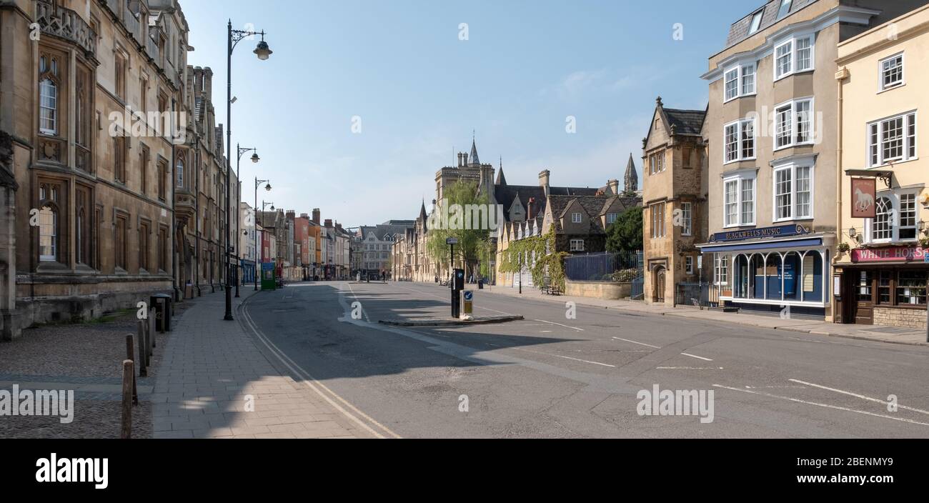 Oxford Broad Street empty during Covid-2019 lockdown, Coronavirus Easter 2020 Stock Photo