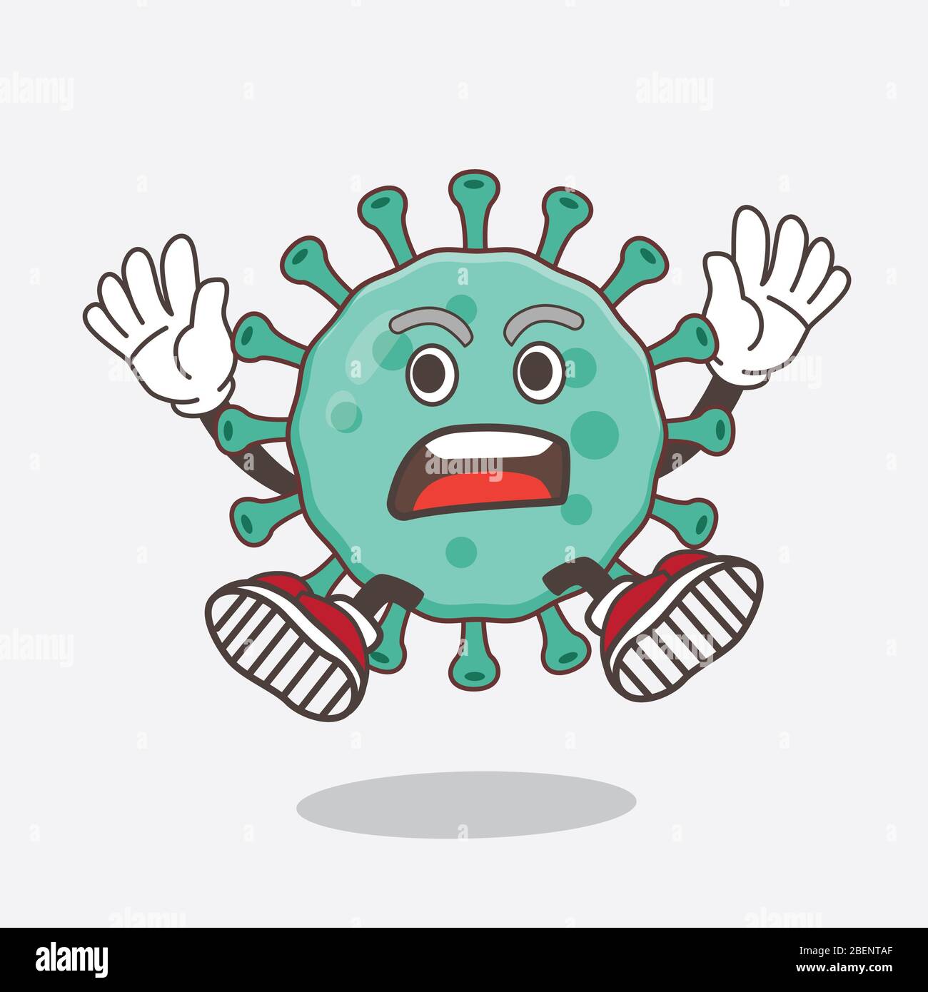 An illustration of Blue Virus cartoon mascot character with shocked ...