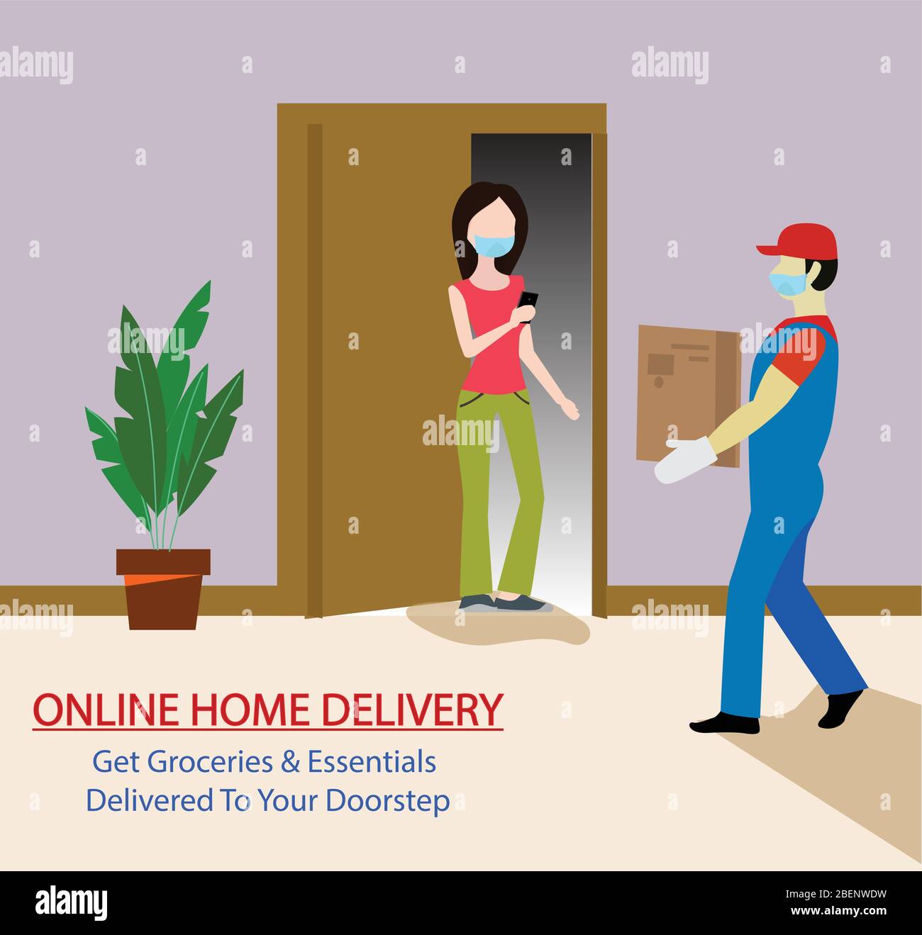 Home delivery services. Online delivery concept of buying grocery, food