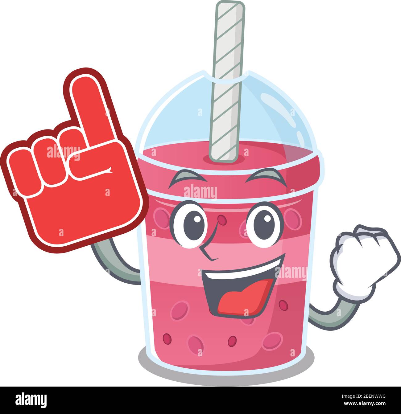 Strawberry bubble tea presented in cartoon character design with Foam ...
