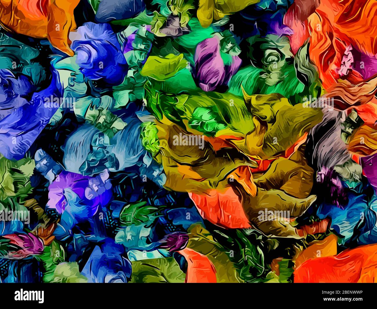 Abstract background. Psychedelic texture of brush strokes of colored ...