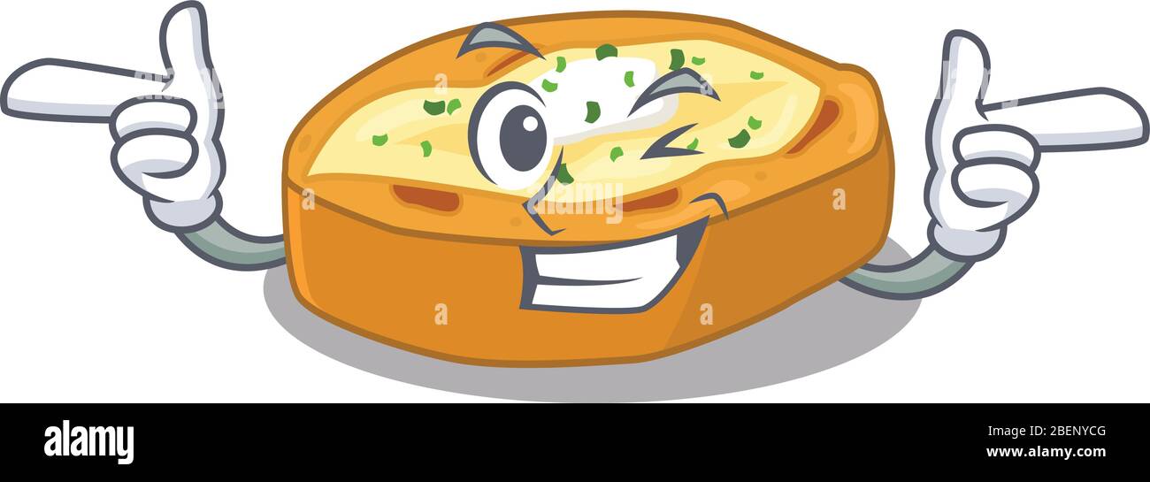 Cartoon design concept of baked potatoes with funny wink eye Stock