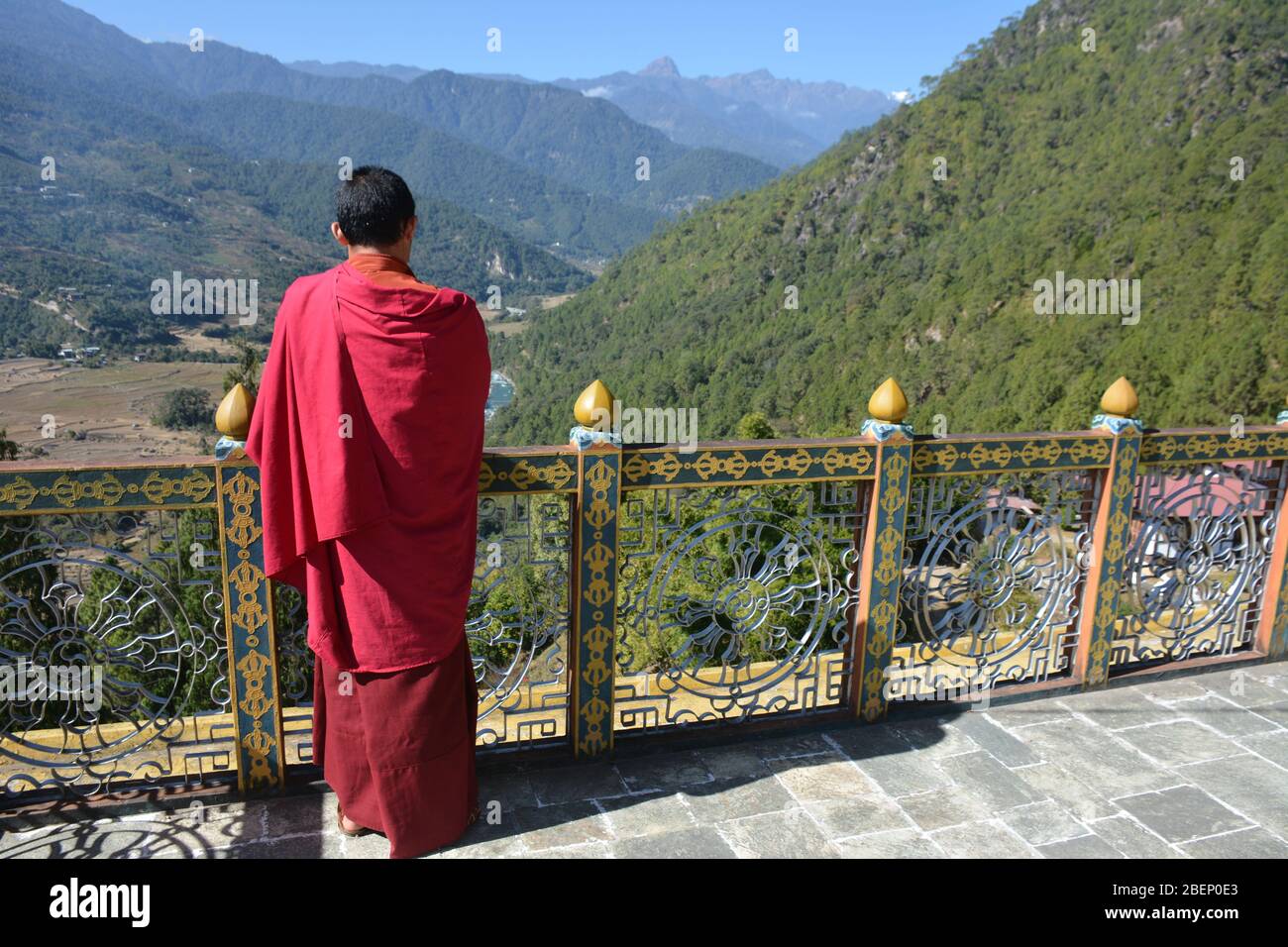 Locals pray at a Buddhist shrine near Punakha, Bhutan Stock Photo Alamy