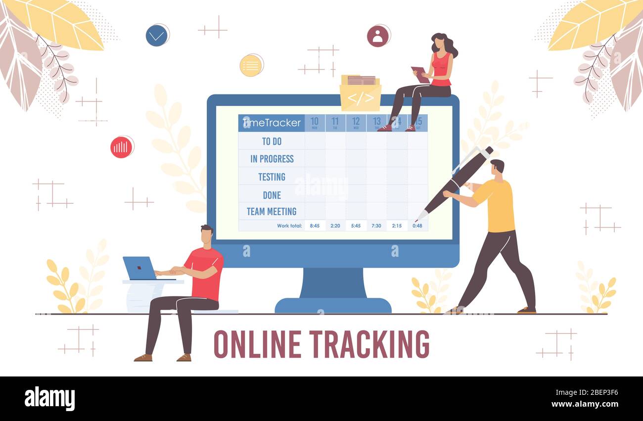 Remote Staff Control Application Online Tracking Stock Vector