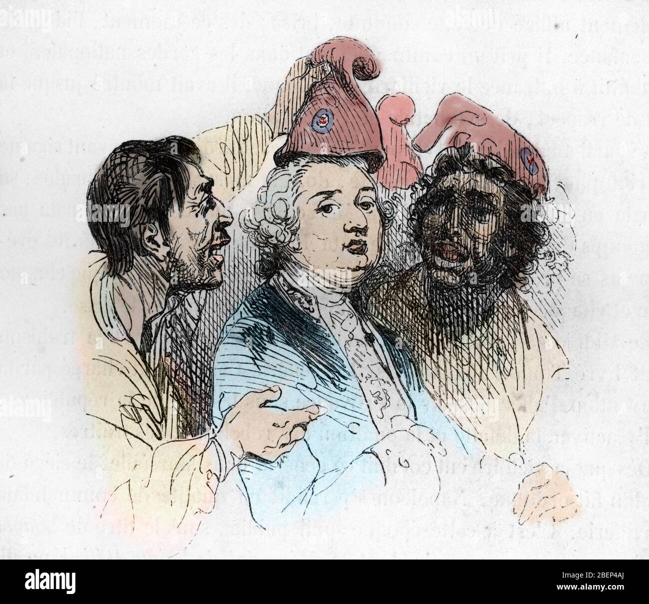 Revolution francaise : le roi Louis XVI coiffe du bonnet phrygien par deux  hommes du peuple, le 20/06/1792 lors de l'invasion du palais des Tuileries  Stock Photo - Alamy