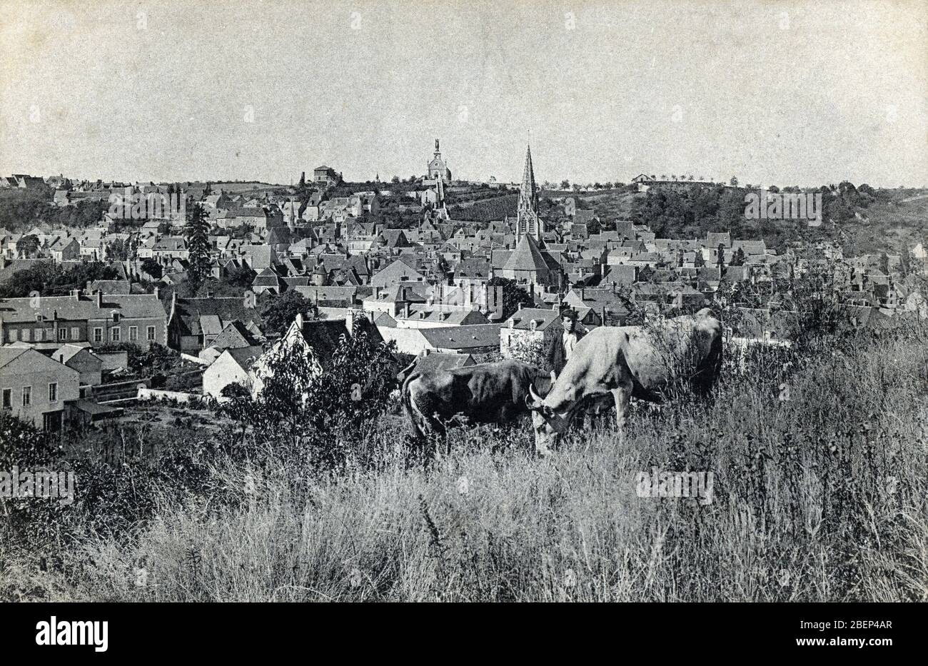 Vue de la ville d'Argenton sur Creuse (Argenton-sur-creuse) dans l'indre, Centre Carte postale 1910 Collection privee Stock Photo