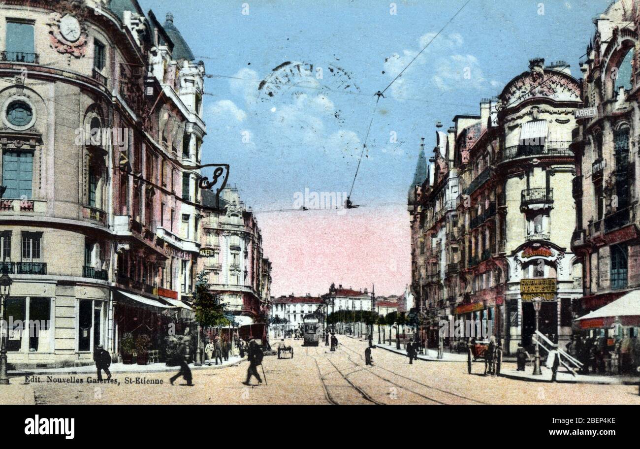 vue de l'avenue du President Faure a saint Etienne (Saint-Etienne) Loire Carte postale 1910 environ Stock Photo