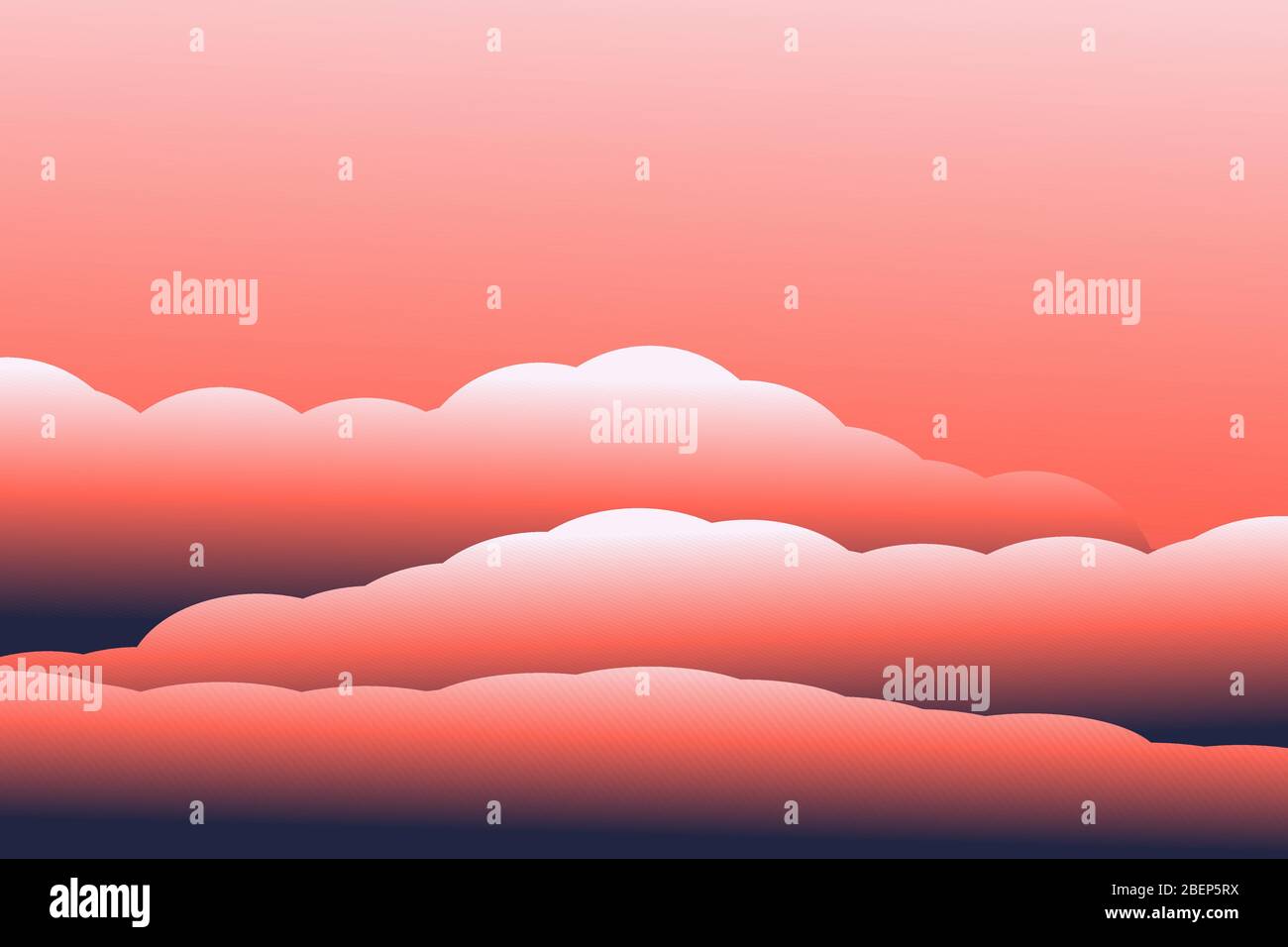3D clouds. Modern vector illustration. The sky gradient. Sunset, sunrise. Blue, red. Stock Vector