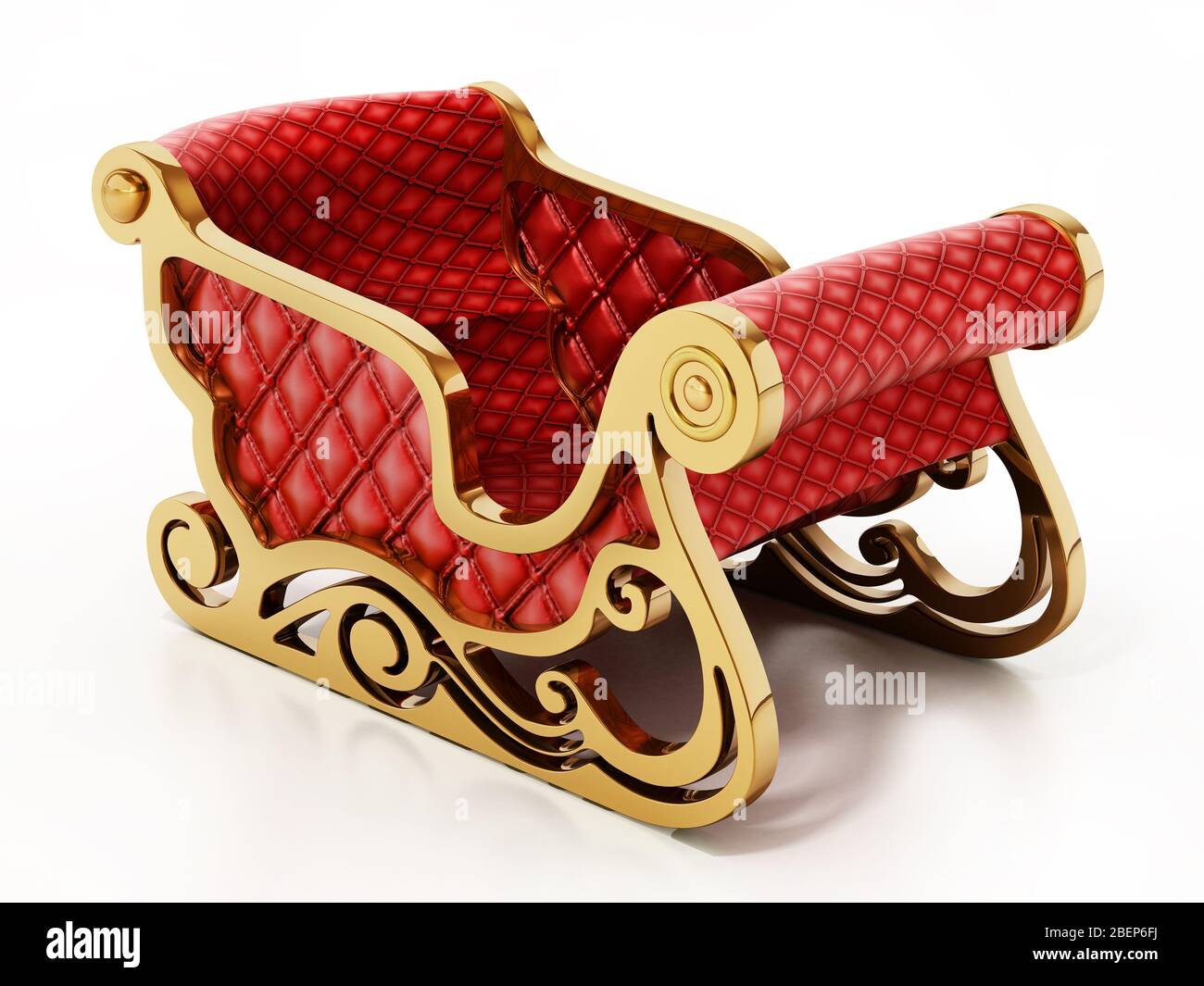 Santa’s sleigh isolated on white background. 3D illustration Stock