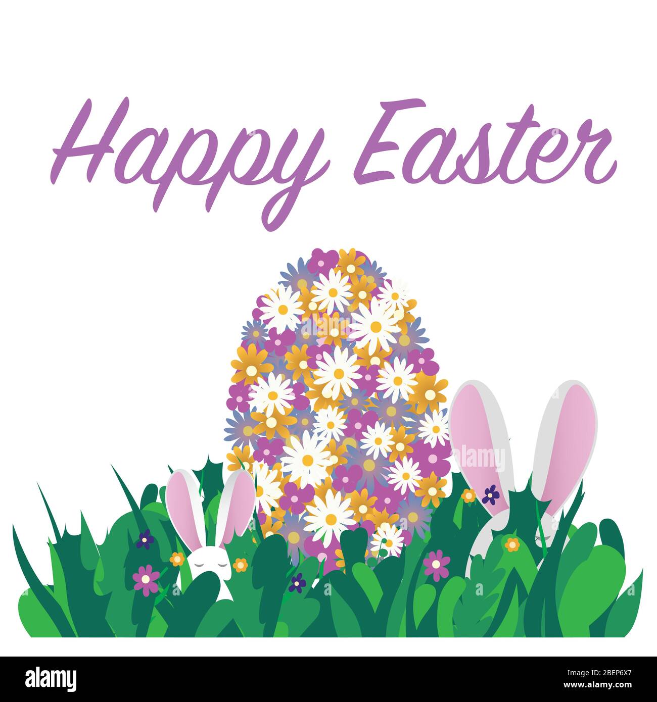 Happy Easter greetings. Happy Easter text with colorful Easter egg made