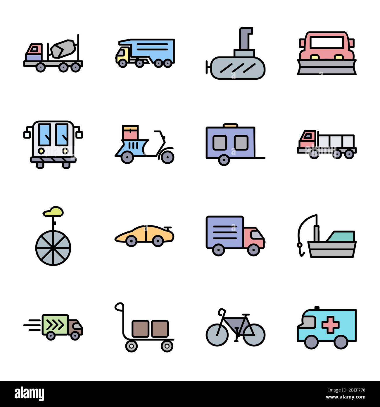 Icon Set Of Transport For Personal And Commercial Use Stock Photo - Alamy