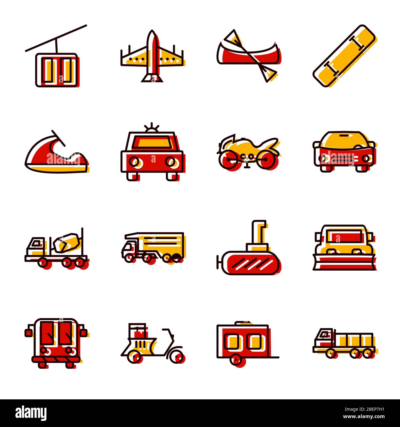 Icon Set Of Transport For Personal And Commercial Use Stock Photo - Alamy