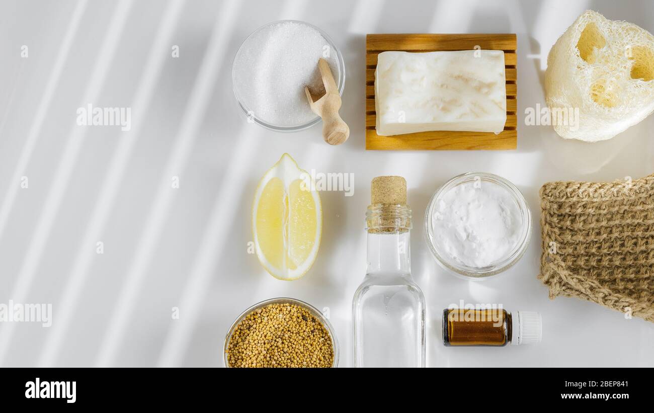 Flat Lay with Zero Waste Products for Sustainable Eco Friendly Homemade ...